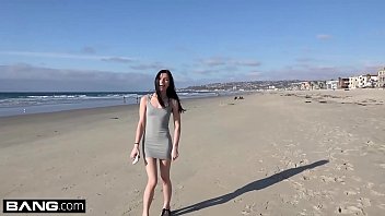 Young chick gives a great blowjob on the beach in POV